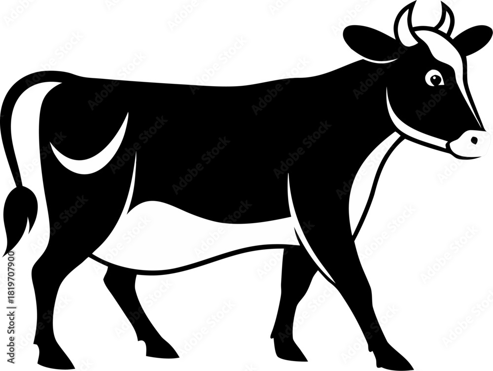 Obraz premium Cow walking silhouette, clean vector