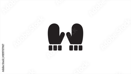 Pair of black mittens icon representing warmth and winter protection, perfect for cold weather apparel and accessories graphics