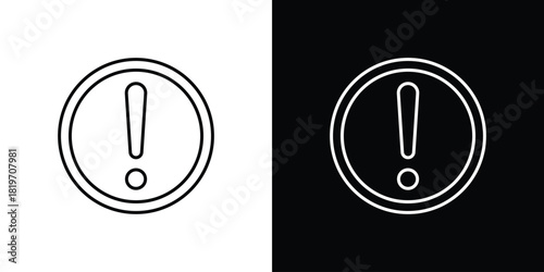 Exclamation icons vector symbol with editable stroke lines for web designs