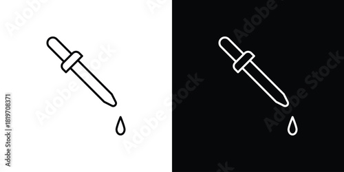 Eye dropper icons vector symbol with editable stroke lines for web designs