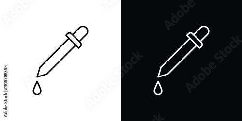 Eye dropper icons vector symbol with editable stroke lines for web designs