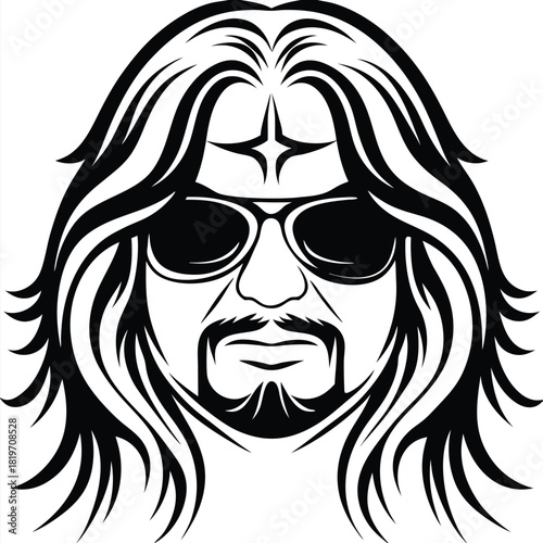 Silhouette of a man with beard and sunglasses against a white background shows confidence