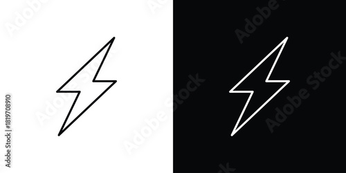 Flash icons vector symbol with editable stroke lines for web designs