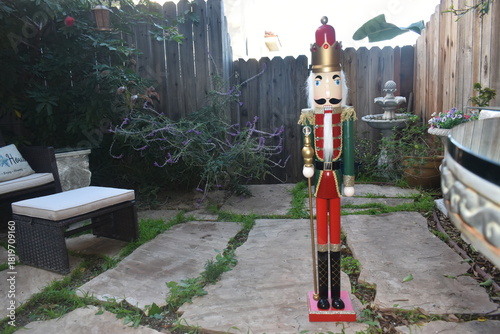 Tall Christmas Nutcracker Wooden Statue in garden yard 