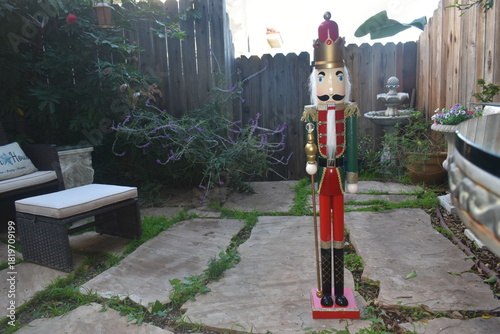 Colorful Christmas Nutcracker Soldier Tall statue in garden 