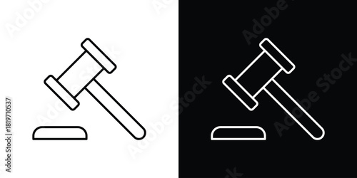Gavel icons vector symbol with editable stroke lines for web designs