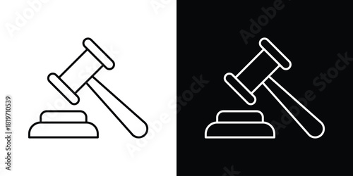 Gavel icons vector symbol with editable stroke lines for web designs
