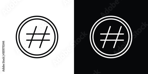Hashtag icons vector symbol with editable stroke lines for web designs