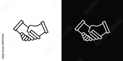 Handshake icons vector symbol with editable stroke lines for web designs