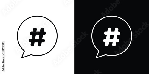 Hashtag icons vector symbol with editable stroke lines for web designs