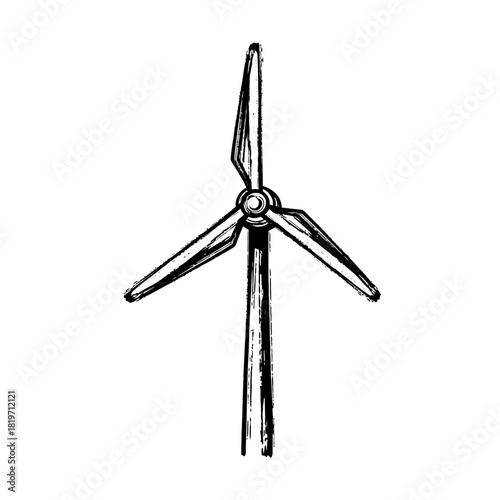 Wind turbine drawing sketch vector illustration of renewable energy source for sustainable future