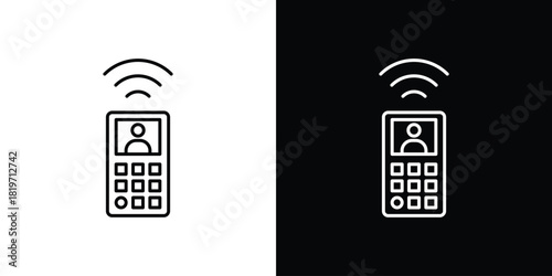 Interphone icons vector symbol with editable stroke lines for web designs