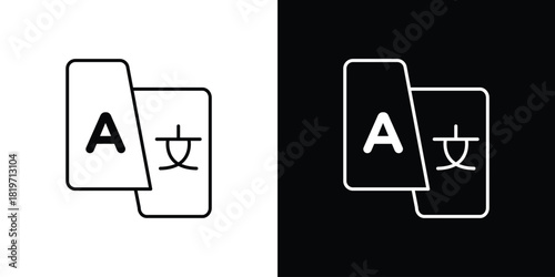 Language icons vector symbol with editable stroke lines for web designs