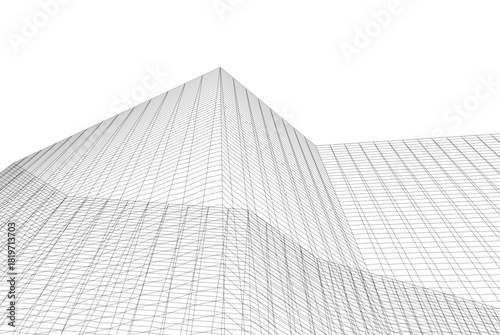 Abstract building 3d illustration. Architectural background 