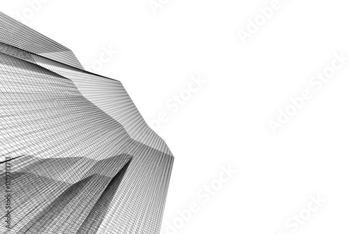 Abstract building 3d illustration. Architectural background 