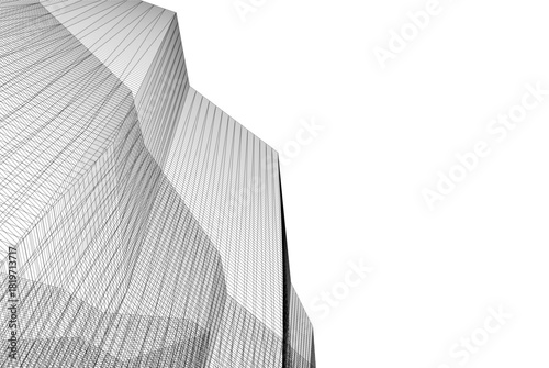 Abstract building 3d illustration. Architectural background 