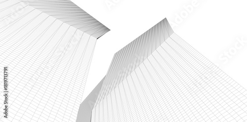 Abstract building 3d illustration. Architectural background 