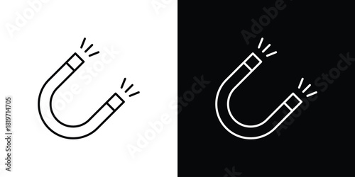 Magnet icons vector symbol with editable stroke lines for web designs