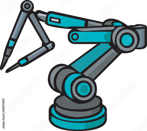 Industrial Robotic Arm Vector Illustration