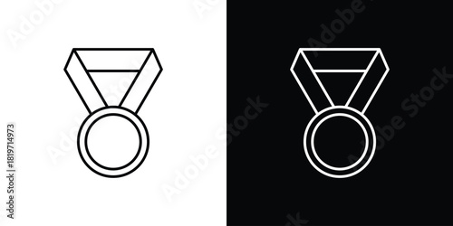 Medal icons vector symbol with editable stroke lines for web designs