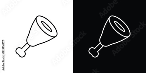 Meat icons vector symbol with editable stroke lines for web designs