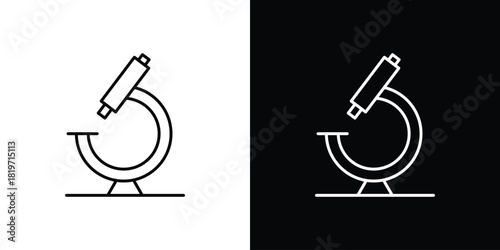 Microscope icons vector symbol with editable stroke lines for web designs