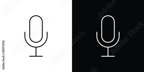 Microphone icons vector symbol with editable stroke lines for web designs