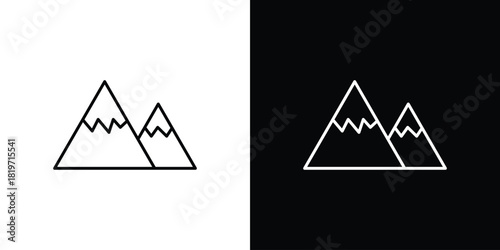 Mountain icons vector symbol with editable stroke lines for web designs