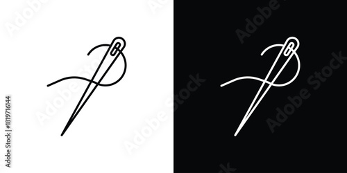 Needle icons vector symbol with editable stroke lines for web designs