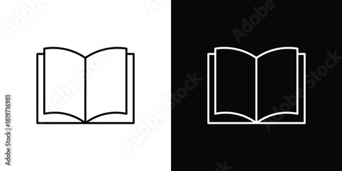 open book icons vector symbol with editable stroke lines for web designs