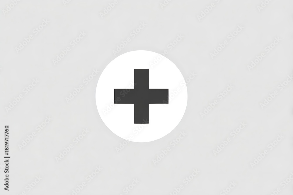 Fototapeta premium Simple plus sign icon on a light gray background