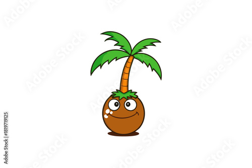 Coconut tree cartoon art vector art illustration