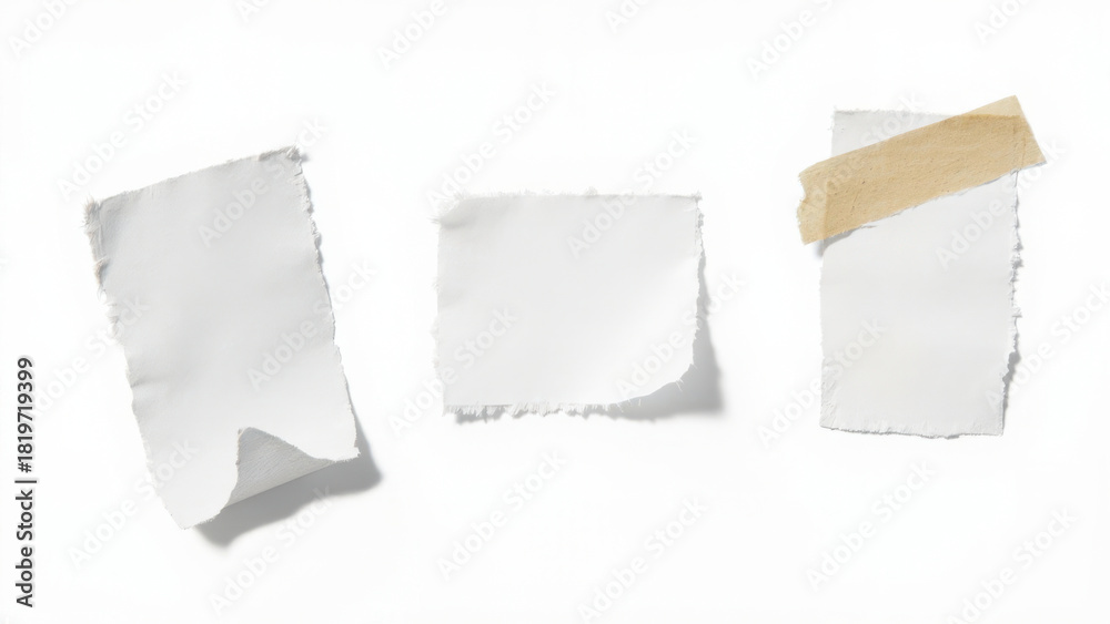 custom made wallpaper toronto digitalTorn paper pieces on white background with tape, perfect for design elements