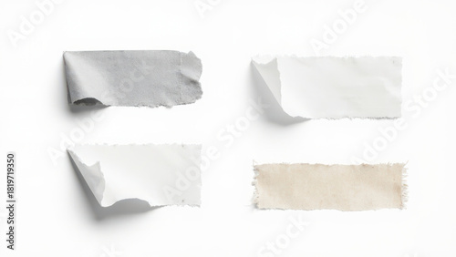 Wallpaper Mural Torn paper pieces with curled edges isolated on a white background Torontodigital.ca