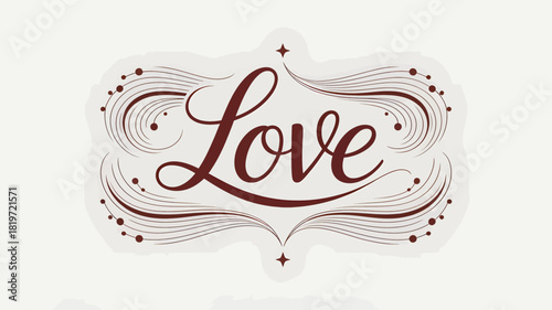 Elegant decorative frame with the word love in a beautiful flowing script a romantic silhouette design perfect for celebrations and expressions of affection