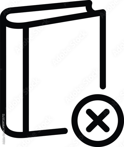 Remove book icon delete ebook symbol library error cross mark outline eps silhouette