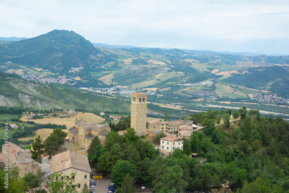 Fototapeta premium San Leo Overlooking the Rolling Hills of Montefeltro