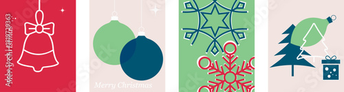 New Year and Christmas background. Background for greeting card. 2026. New year and Christmas greeting card. Blue, green and red backgrounds. Vector