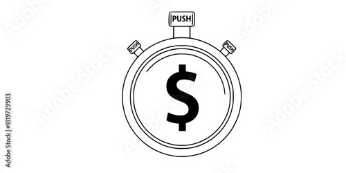ROI Ad Spend Efficiency Stopwatch Minimalist Line Art Vector