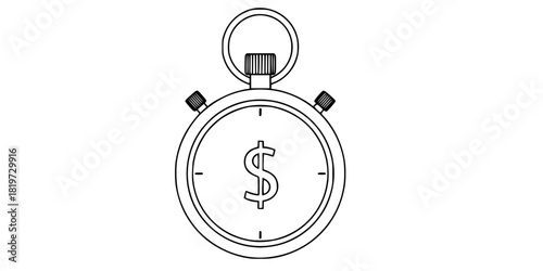 ROI Ad Spend Efficiency Stopwatch Minimalist Line Art Vector