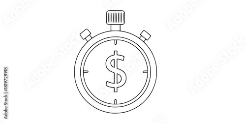 ROI Ad Spend Efficiency Stopwatch Minimalist Line Art Vector