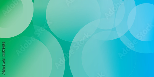 Abstract blue green background featuring an array of overlapping transparent and translucent circles, creating a clean, modern, and ethereal design