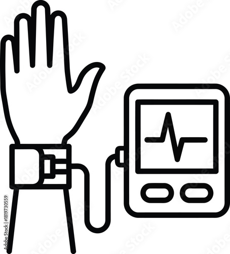 Blood pressure monitor medical equipment health checkup vector icon eps silhouette