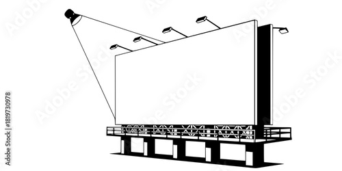 Billboard Hoarding Spotlight Blank Space Flat Vector