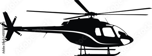 Helicopter black silhouette vector illustration aviation transport fly eps