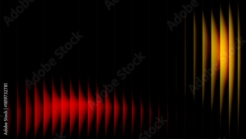 Reeded glass waves, fluid wavy striped texture abstract vector background with glossy refraction on dark.