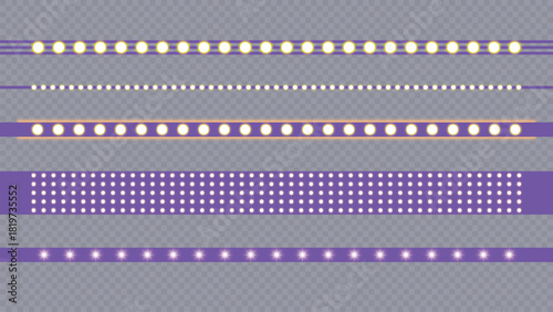 Collection of decorative LED light strips for digital design Vector