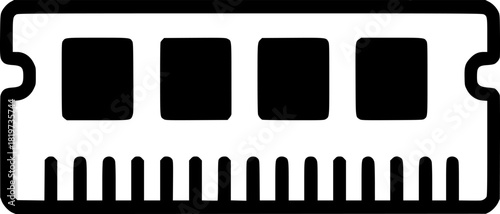 RAM Memory Module Icon in Clean Monochrome Vector. RAM, memory, computer, hardware, tech, minimal icon