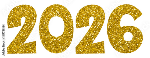 Luxurious Golden Glitter Numbers forming 2026 perfect for New Year Celebration Banner, Festive Holiday Greeting, or Party Invitation Design