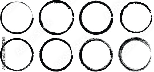 Set of grunge oval frames distressed textures for creative design elements